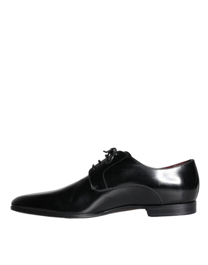  - Black Calfskin Leather Derby Dress Men Shoes