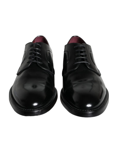  - Black Calfskin Leather Derby Men Dress Shoes