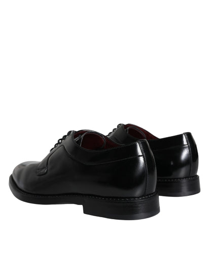  - Black Calfskin Leather Derby Men Dress Shoes