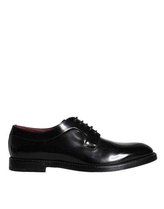  - Black Calfskin Leather Derby Men Dress Shoes