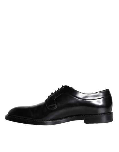  - Black Calfskin Leather Derby Men Dress Shoes