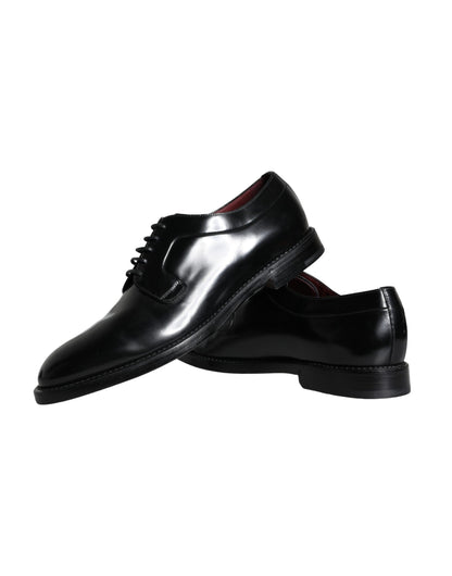  - Black Calfskin Leather Derby Men Dress Shoes