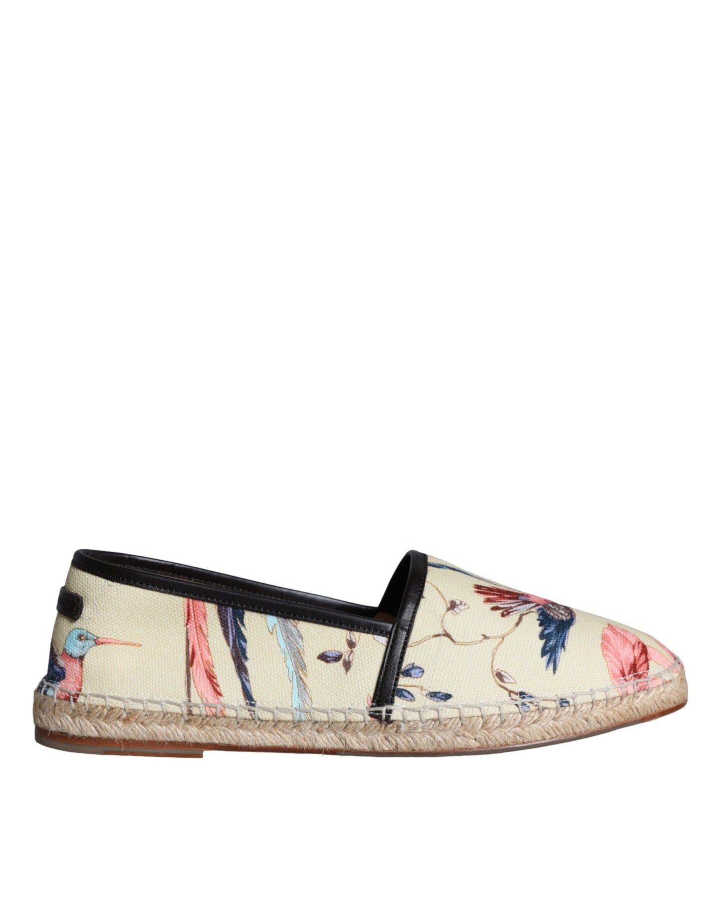  - Beige Floral Canvas Espadrilles Slip On Shoes