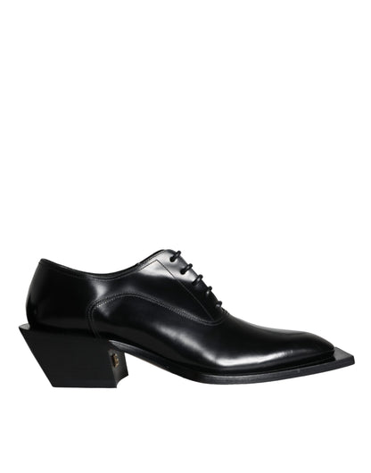  - Black Calfskin Leather Derby Dress Men Shoes