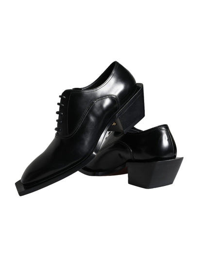  - Black Calfskin Leather Derby Dress Men Shoes