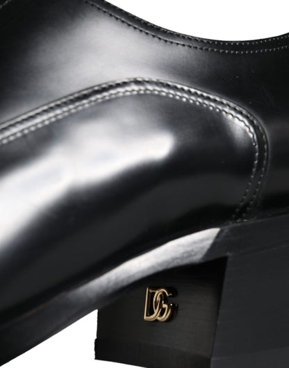  - Black Calfskin Leather Derby Dress Men Shoes