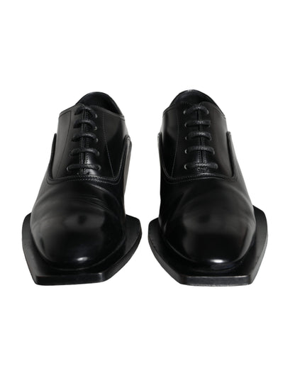  - Black Calfskin Leather Derby Dress Men Shoes