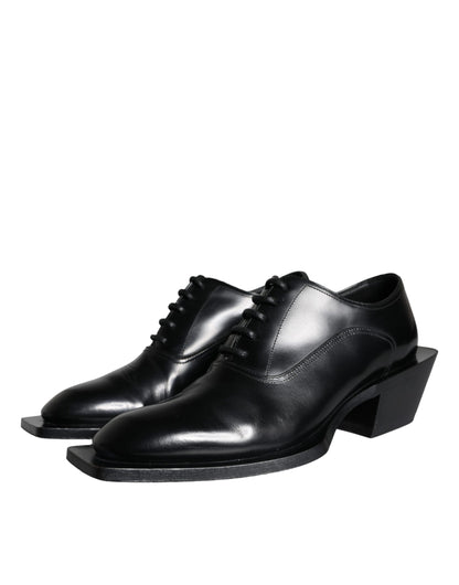  - Black Calfskin Leather Derby Dress Men Shoes