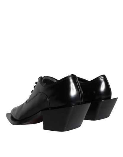  - Black Calfskin Leather Derby Dress Men Shoes