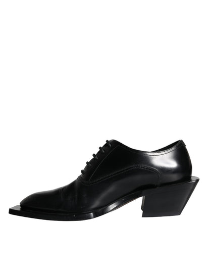  - Black Calfskin Leather Derby Dress Men Shoes