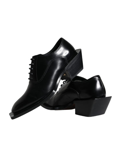  - Black Calfskin Leather Derby Dress Men Shoes