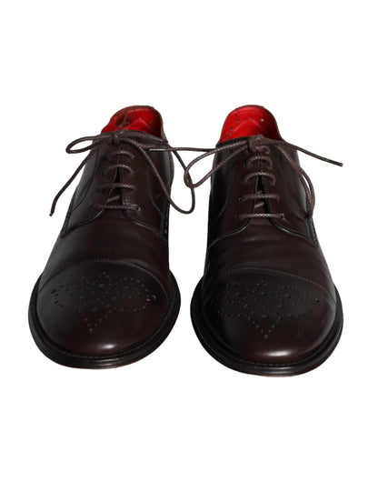  - Brown Calfskin Leather Lace Up Oxford Shoes