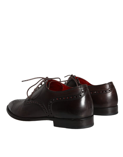  - Brown Calfskin Leather Lace Up Oxford Shoes