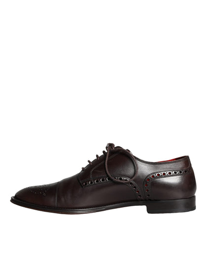  - Brown Calfskin Leather Lace Up Oxford Shoes