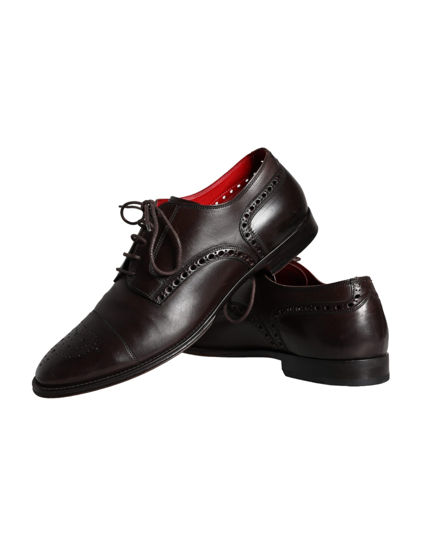  - Brown Calfskin Leather Lace Up Oxford Shoes