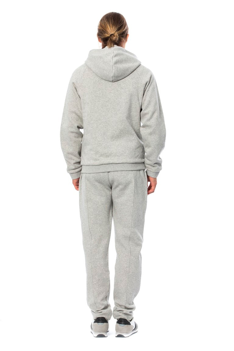  - Elegant Gray Hooded Cotton Sweatsuit