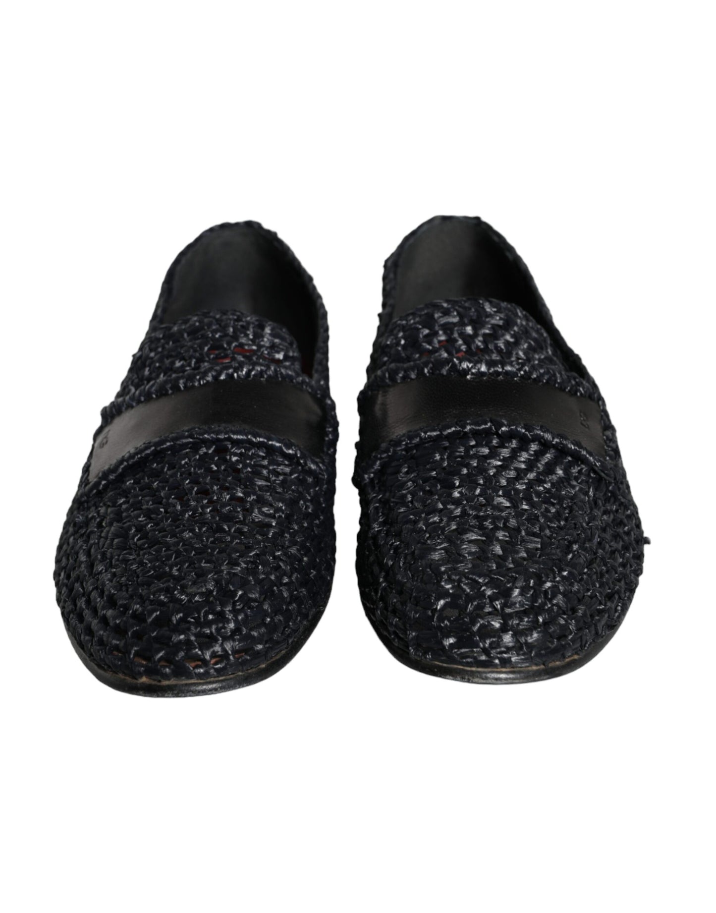  - Black Woven Raffia Slip On Loafers Men Shoes