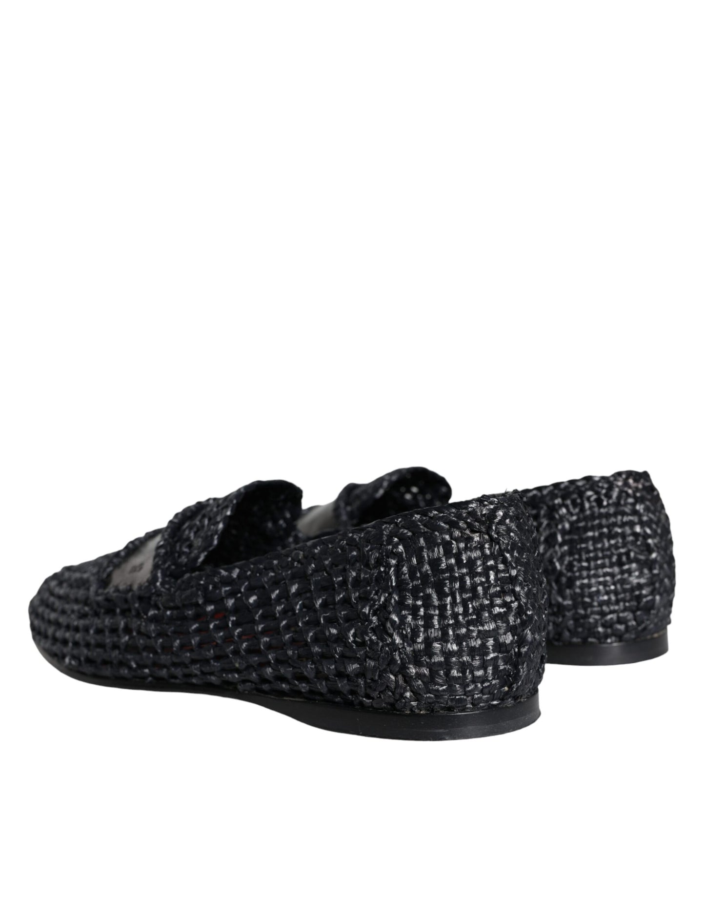  - Black Woven Raffia Slip On Loafers Men Shoes