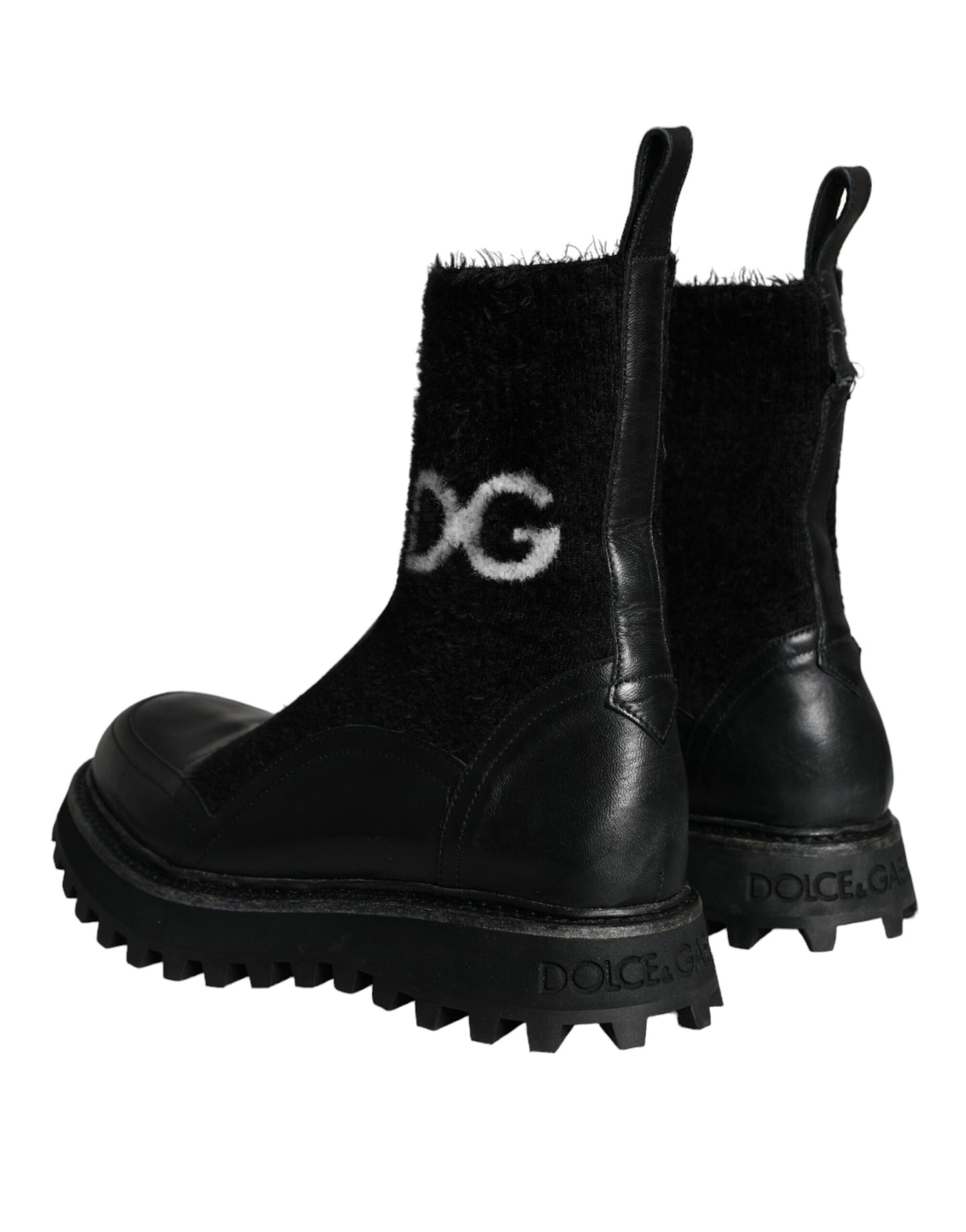  - Black DG Logo Horse Sock Ankle Boots Shoes