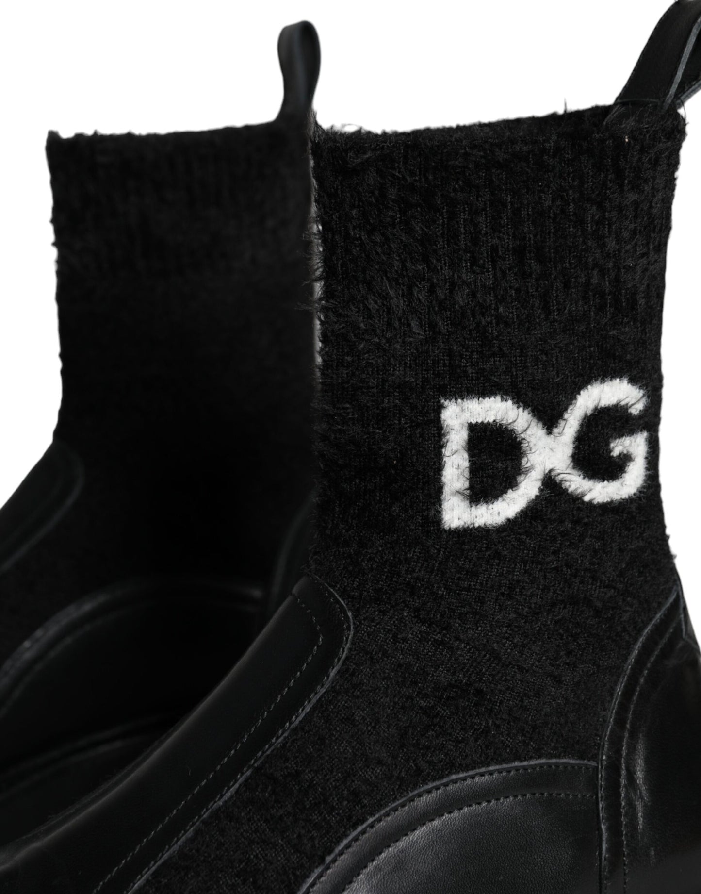  - Black DG Logo Horse Sock Ankle Boots Shoes