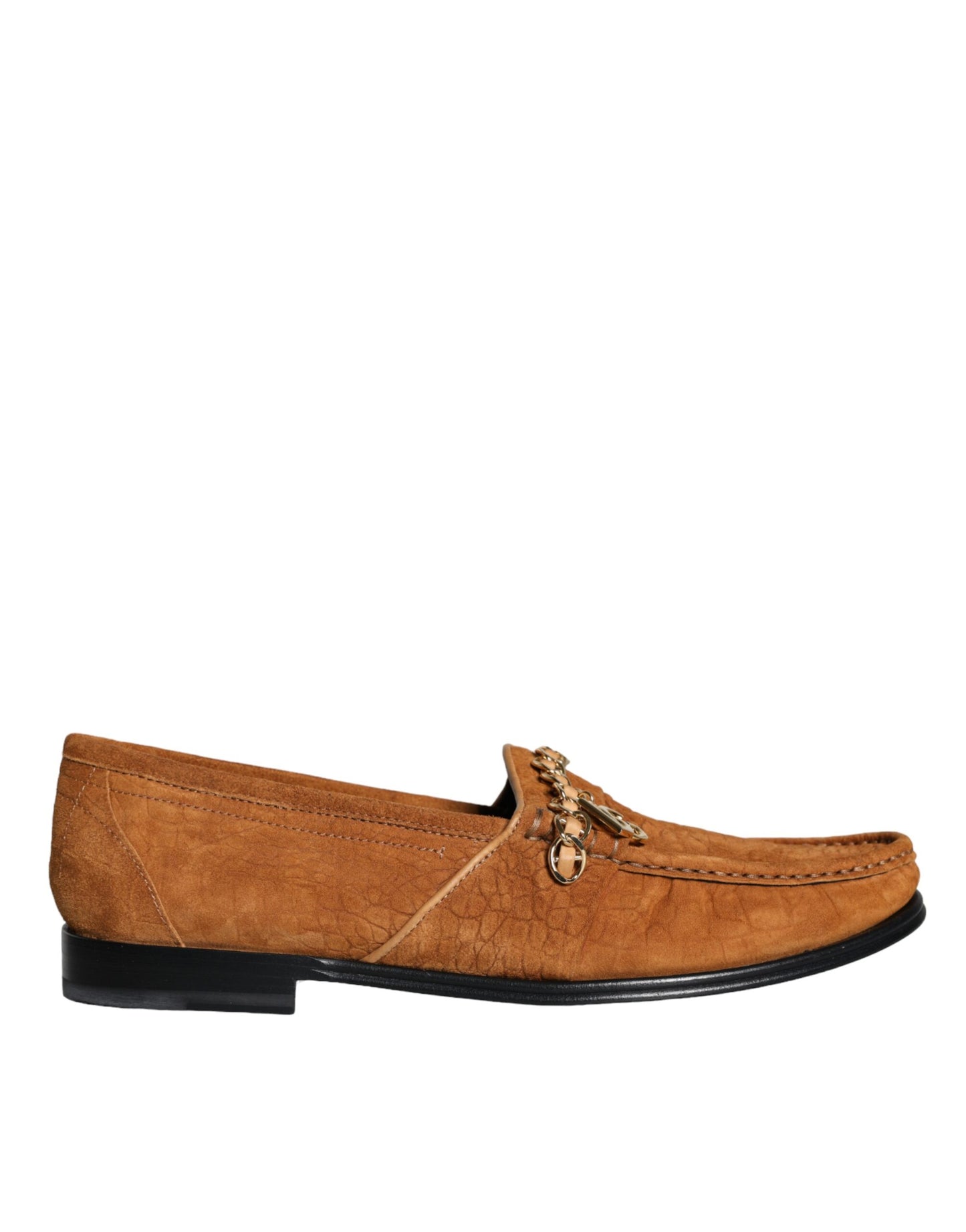  - Brown Velvet Leather Logo Mocassin Slip On Shoes