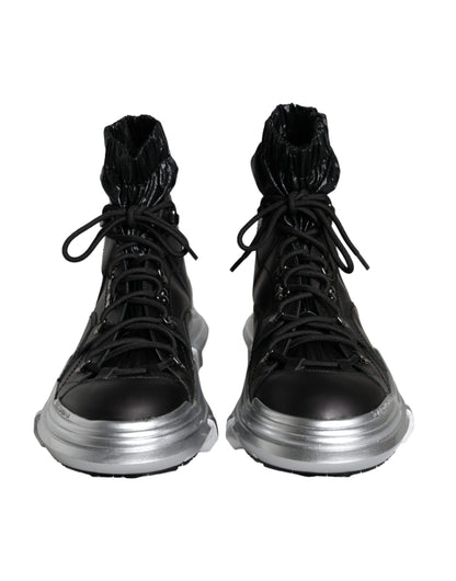 Black Nylon Galileo High Top Sneakers Shoes - The Luxe Alliance