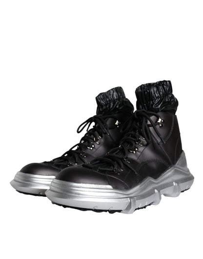 Black Nylon Galileo High Top Sneakers Shoes - The Luxe Alliance