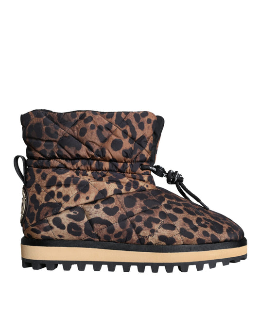 Brown Leopard Padded Ankle Boots by Dolce & Gabbana