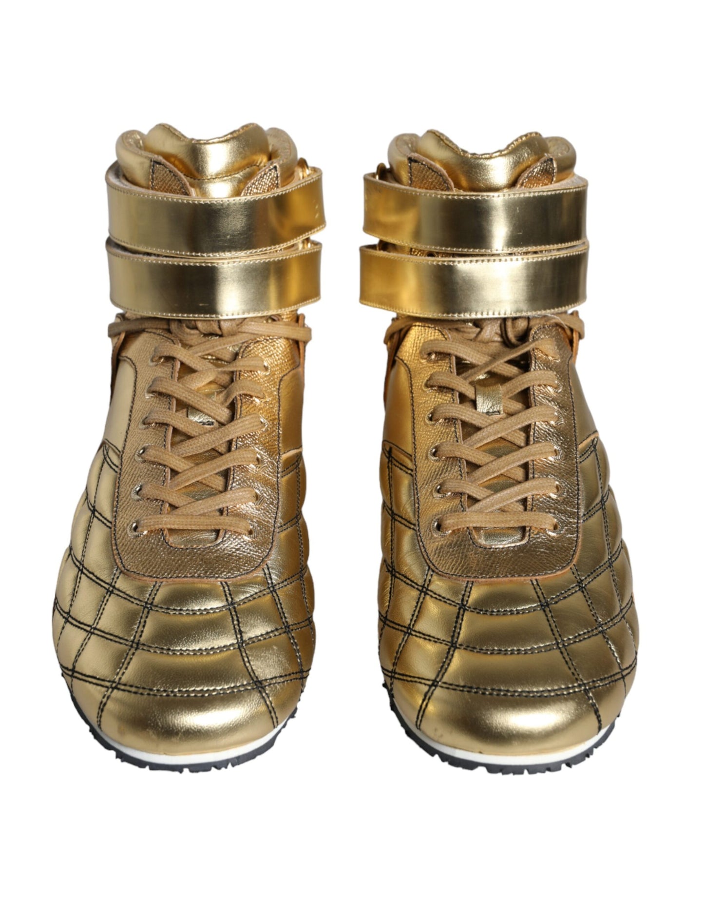 Gold Leather Sartoria High Top Sneakers Shoes - The Luxe Alliance