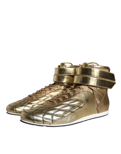 Gold Leather Sartoria High Top Sneakers Shoes - The Luxe Alliance