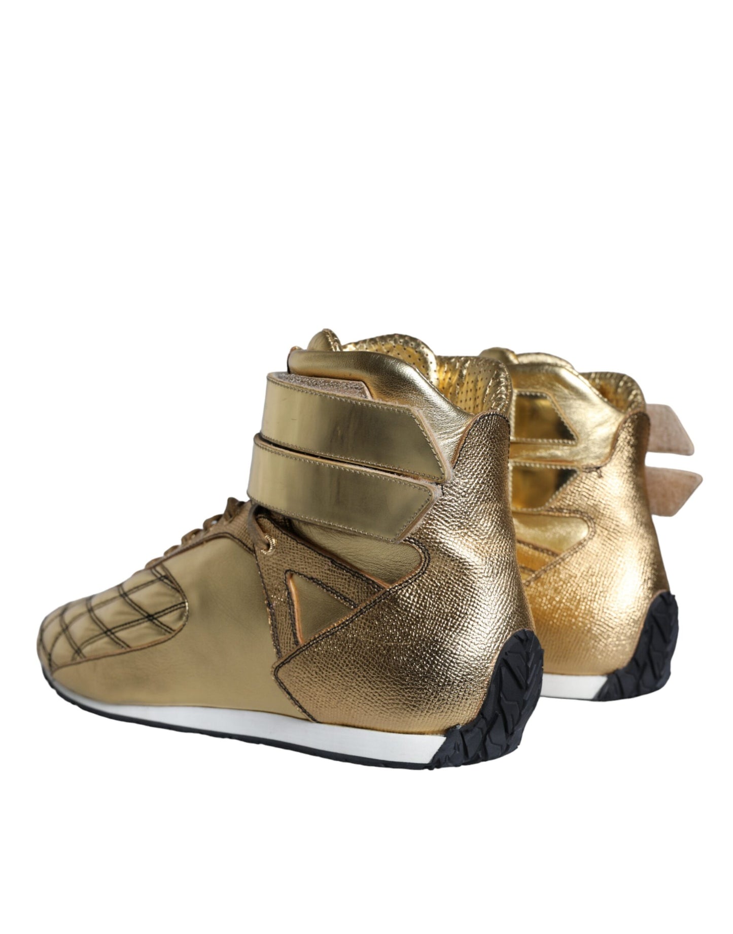 Gold Leather Sartoria High Top Sneakers Shoes - The Luxe Alliance