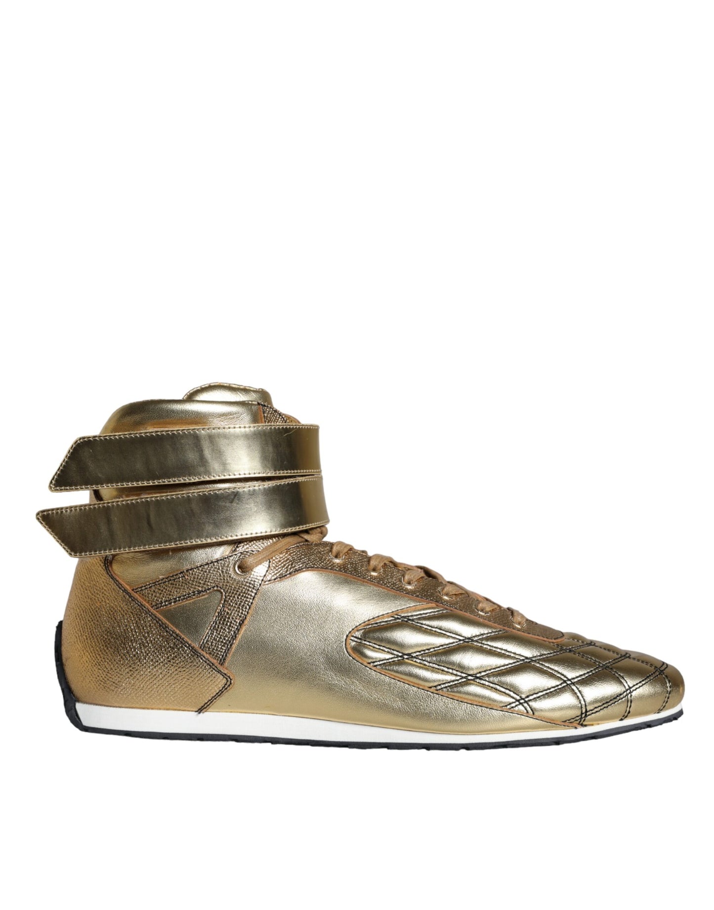 Gold Leather Sartoria High Top Sneakers Shoes - The Luxe Alliance