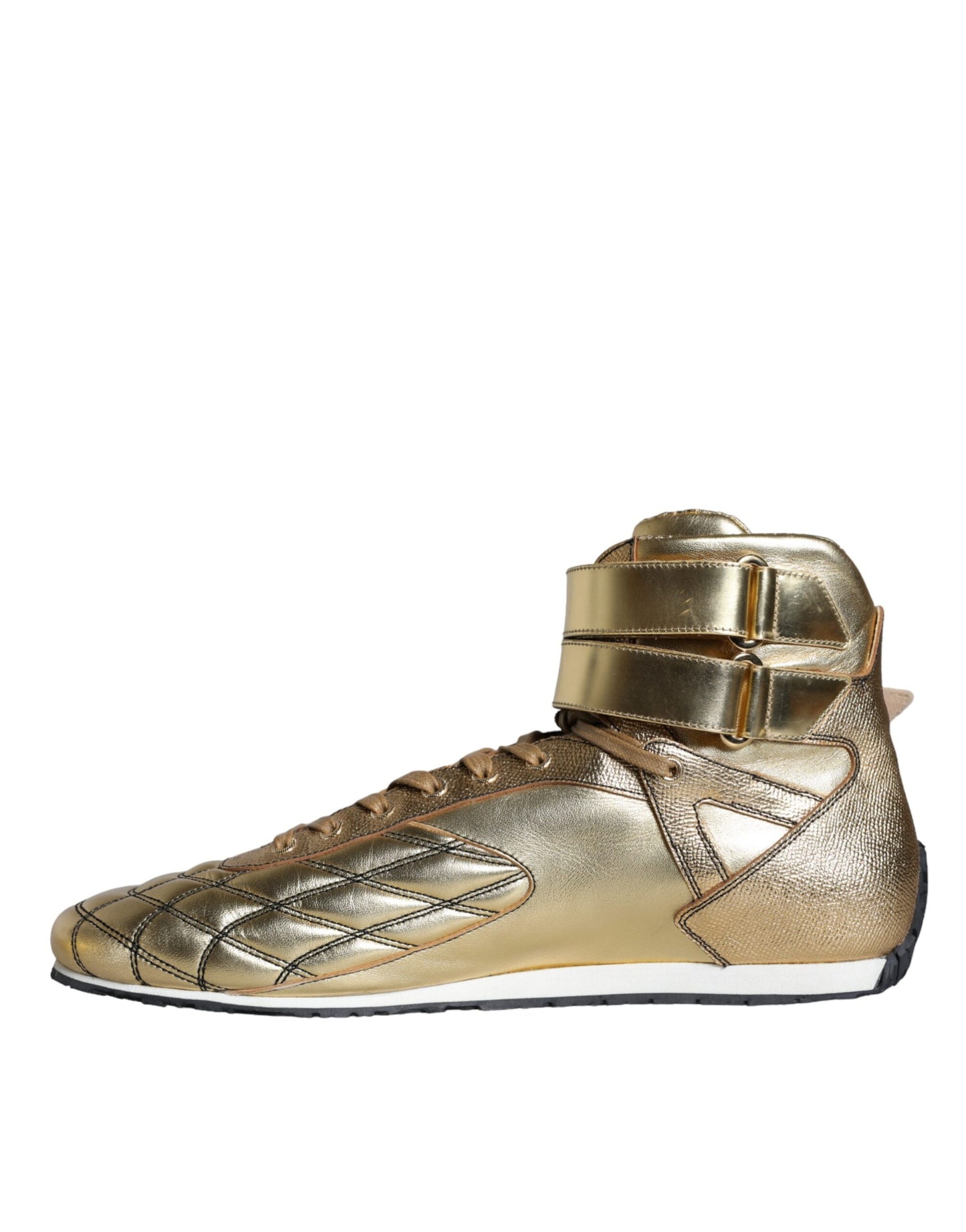 Gold Leather Sartoria High Top Sneakers Shoes - The Luxe Alliance