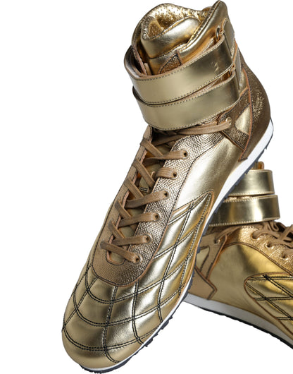 Gold Leather Sartoria High Top Sneakers Shoes - The Luxe Alliance