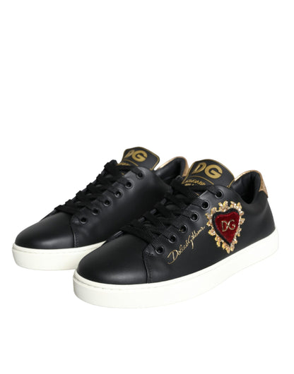  - Black Portofino Sacred Heart Sneakers Shoes