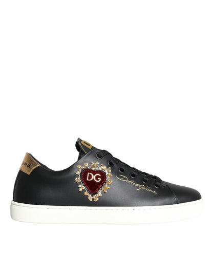  - Black Portofino Sacred Heart Sneakers Shoes