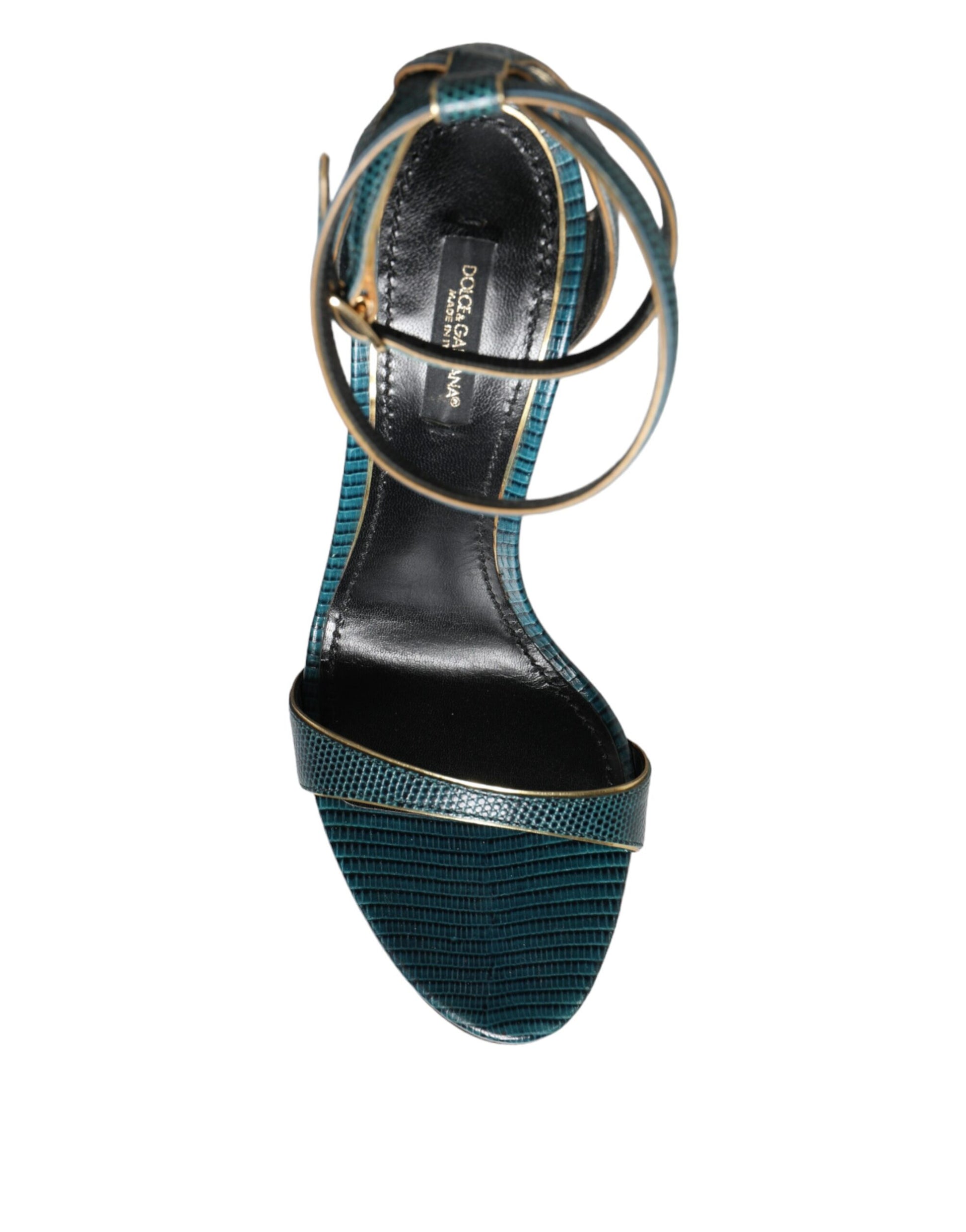 Dolce & Gabbana Dark Green Calf Leather Heels Sandals