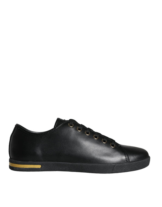  - Black Gold Leather Classic Sneakers Shoes