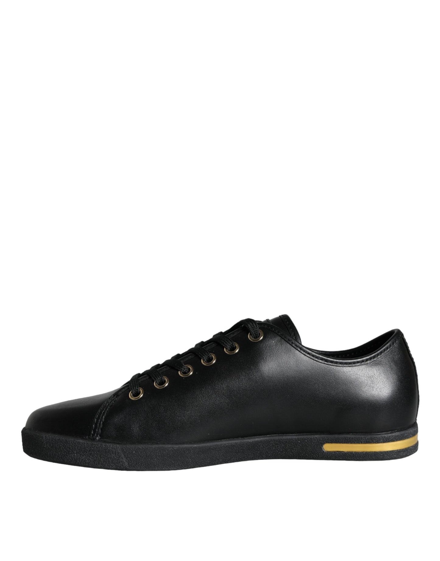  - Black Gold Leather Classic Sneakers Shoes