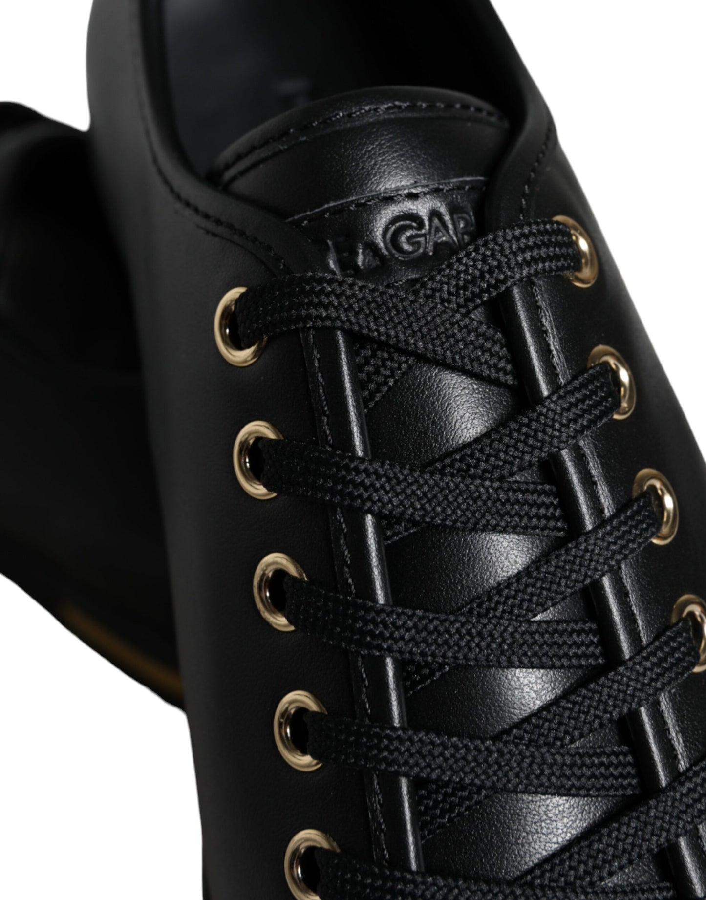  - Black Gold Leather Classic Sneakers Shoes