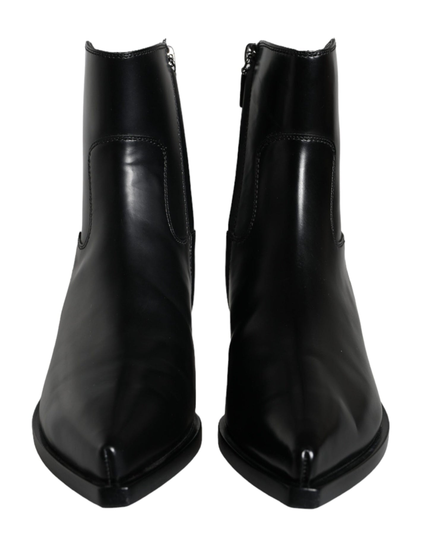  - Black Leather Ankle Boots Booties Shoes