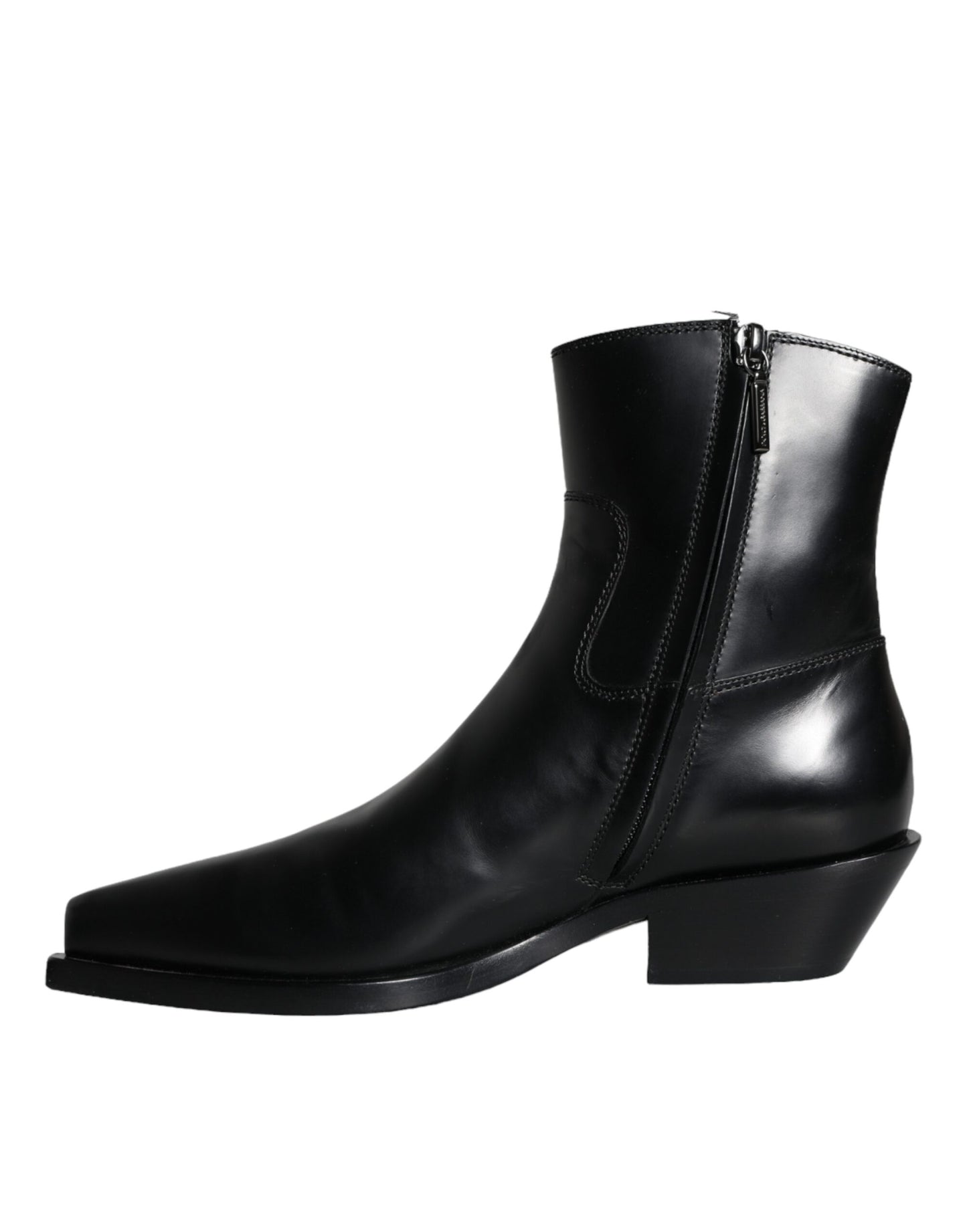  - Black Leather Ankle Boots Booties Shoes