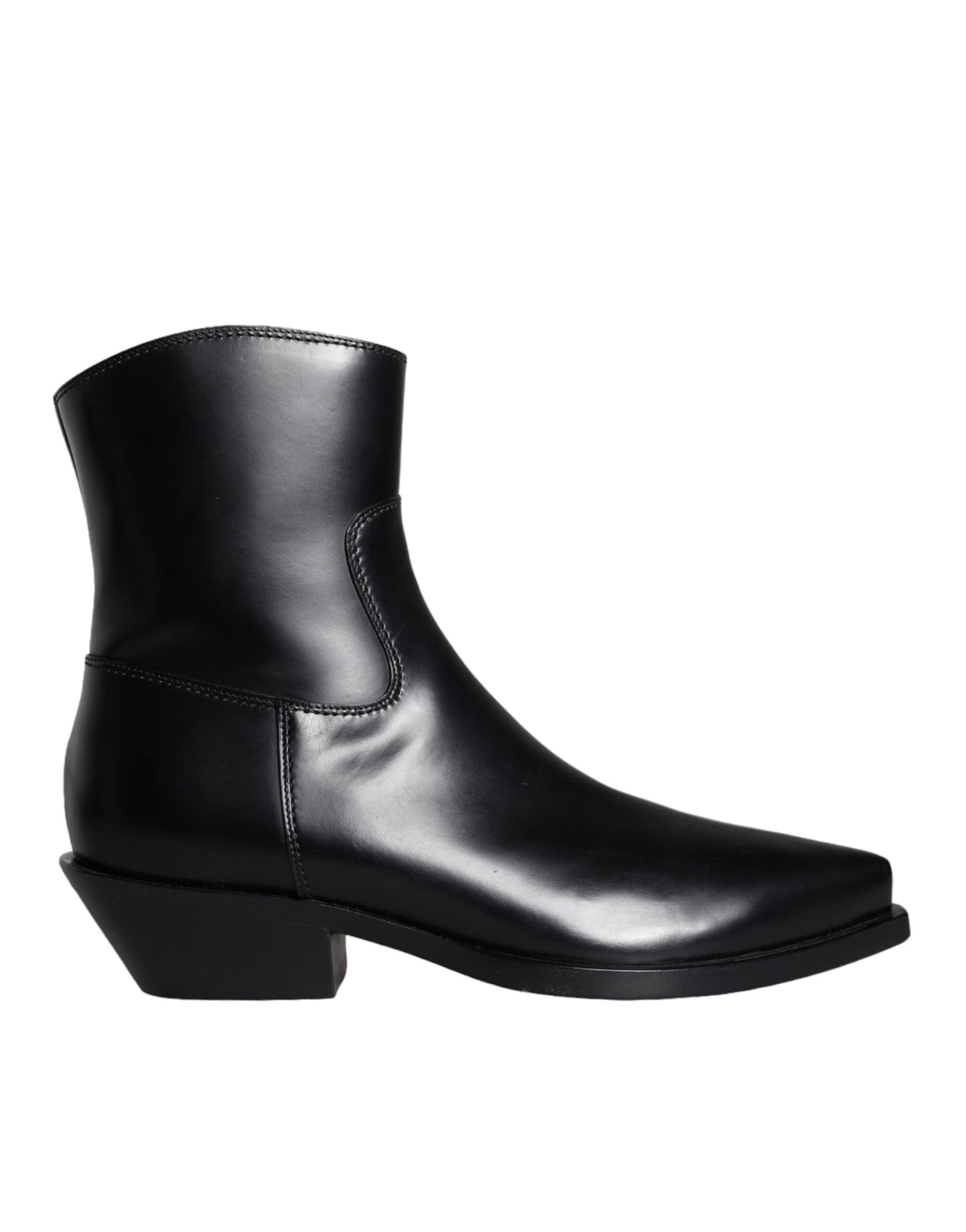  - Black Leather Ankle Boots Booties Shoes