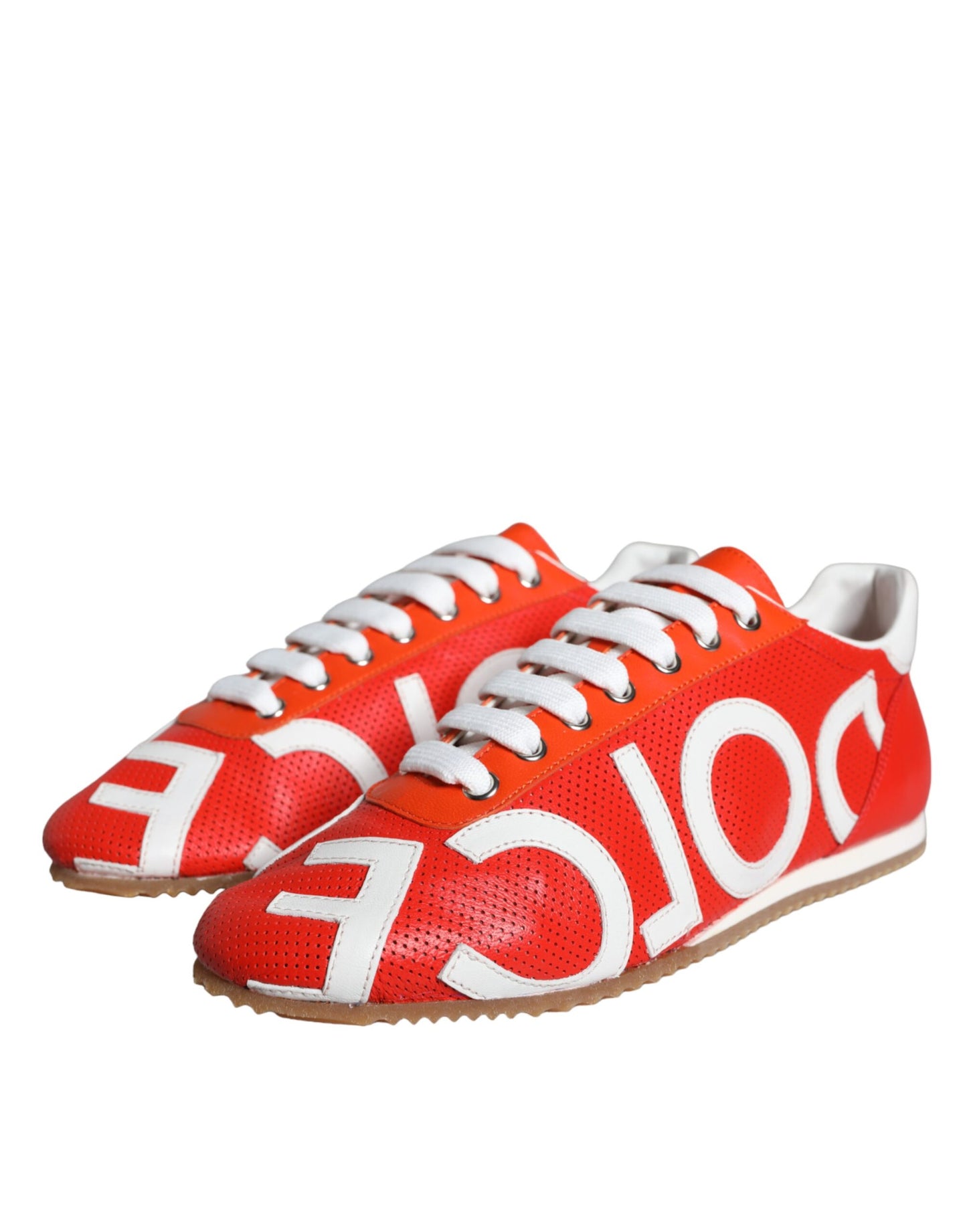  - Red White Leather Logo Casual Sneakers Shoes