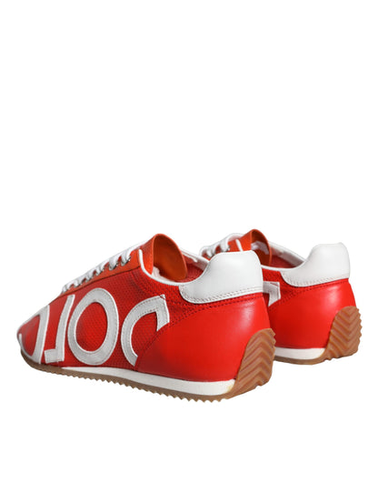  - Red White Leather Logo Casual Sneakers Shoes