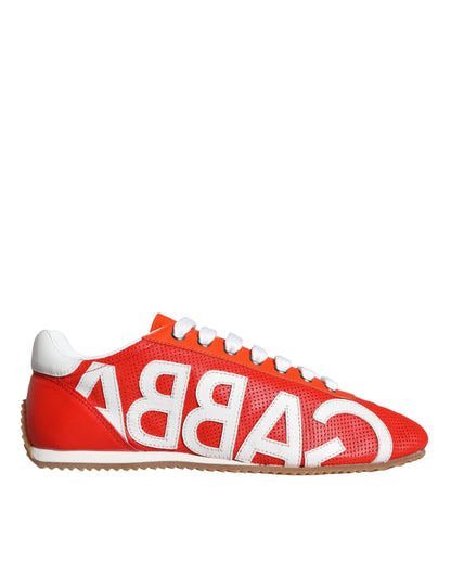  - Red White Leather Logo Casual Sneakers Shoes