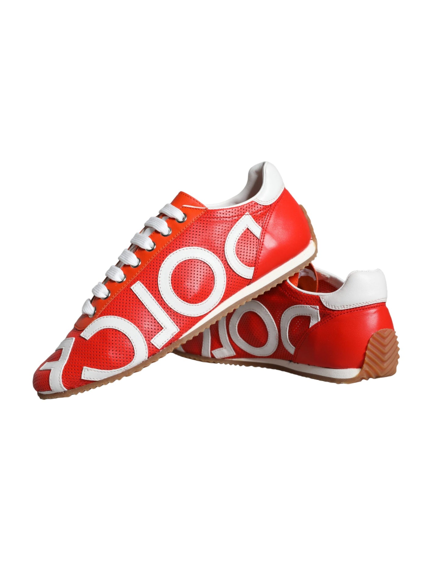  - Red White Leather Logo Casual Sneakers Shoes