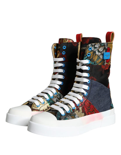  - Multicolor Patchwork Logo High Top Sneakers Shoes