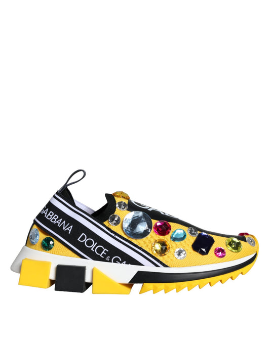  - Yellow Sorrento Crystals Sneakers Womens Shoes