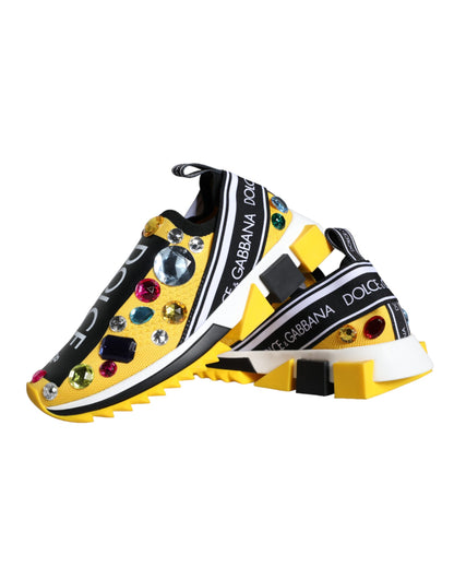  - Yellow Sorrento Crystals Sneakers Womens Shoes